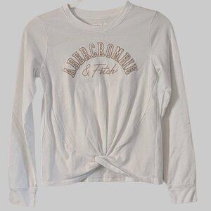 Abercrombie & Fitch Girls Neutral Twist Front Long Sleeve Logo Top Size 11/12